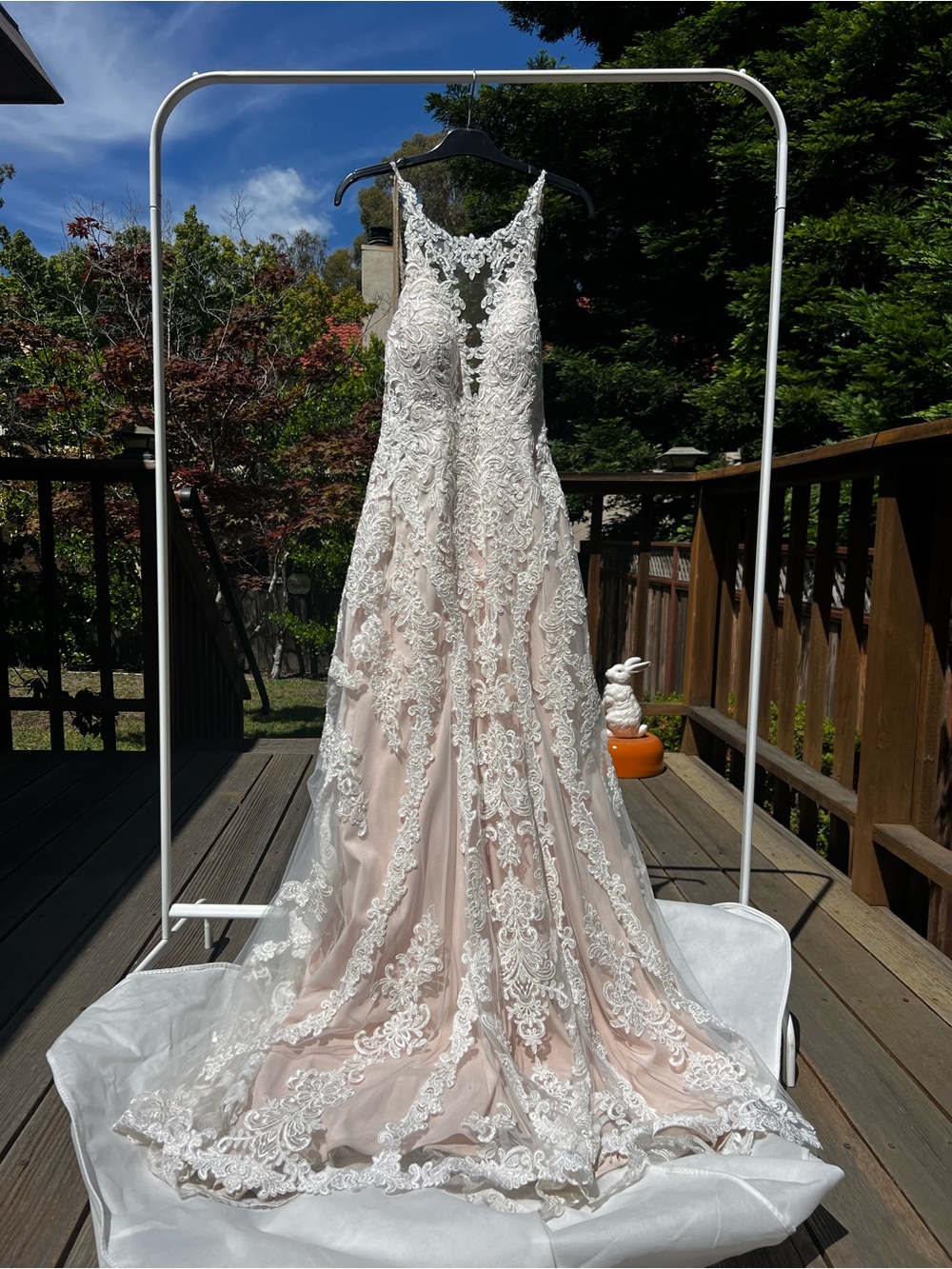 Essense of Australia Lace Bridal Gown in Ivory with Blush Underlay